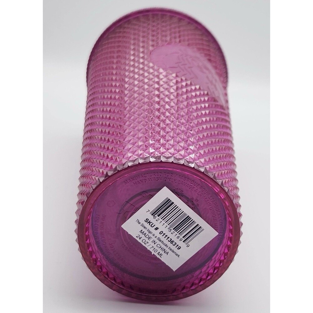 Starbucks 2022 Holiday Sangria Berry Pink Studded Bling Tumbler 24oz Venti Matte - Picture 8 of 8